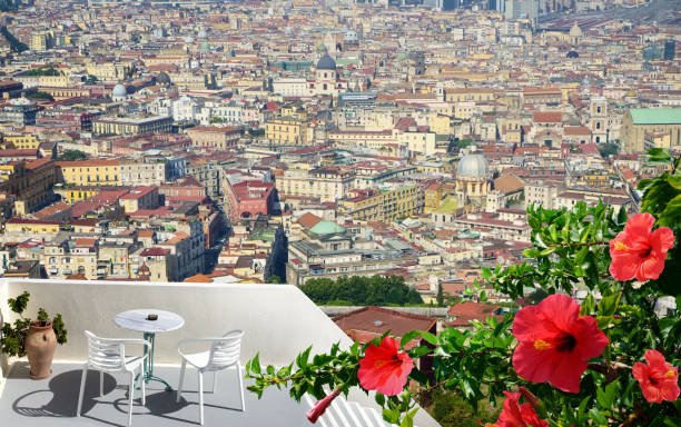 istock Top view at Naples city from restaurant terrace 1393403595