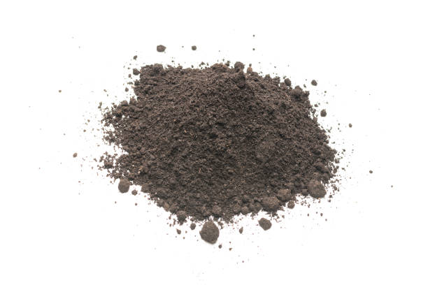 istock Black land for plant isolated on white background. 1393405004