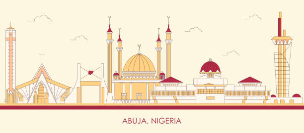 illustrations, cliparts, dessins animés et icônes de cartoon skyline panorama de la ville d’abuja, nigeria - nigeria abuja city mosque