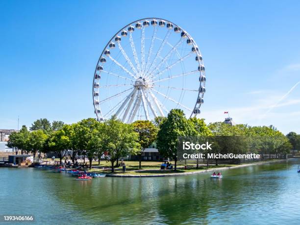 Montreal Ferris Wheel In The Old Port La Grande Roue De Montreal Stock Photo - Download Image Now