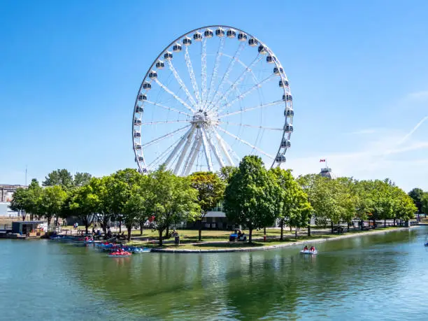 Photo of Montreal Ferris wheel in the Old port. La Grande Roue de Montreal.