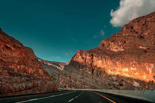 istock Mountain road through Jebel Jais 1393406213