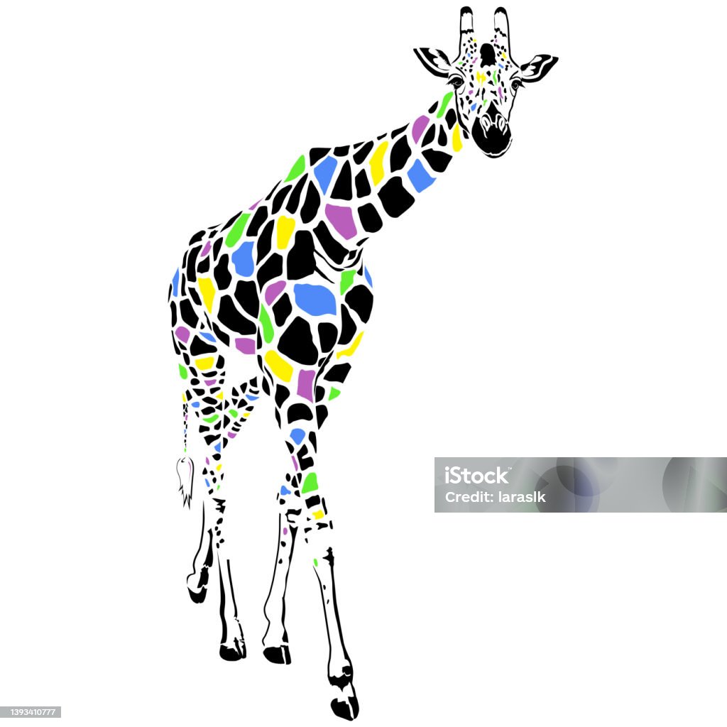 Multicolored Giraffe Animal Stock Illustration - Download Image Now