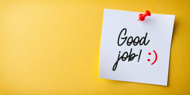 istock White Sticky Note With Good Job And Red Push Pin Yellow Background 1393421599