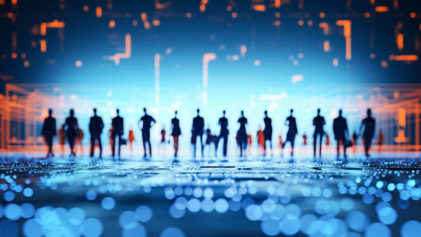 istock Unrecognizable group of people in VR environment 1393422665