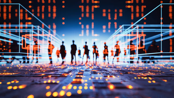 istock Unrecognizable group of people in VR environment 1393422682