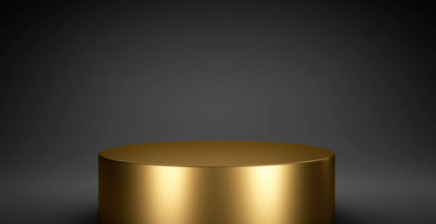 istock Empty Golden Product Stand, Platform or Podium 1393423832