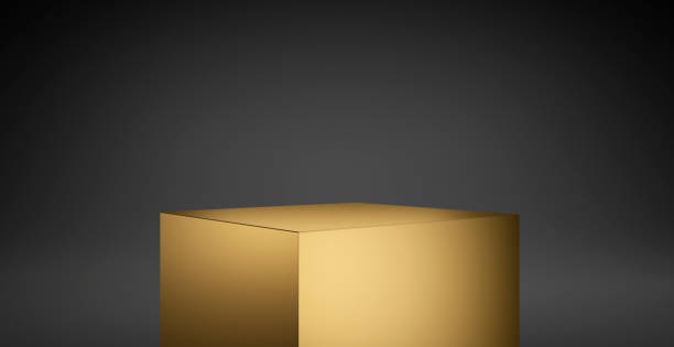 istock Empty Golden Product Stand, Platform or Podium 1393424498
