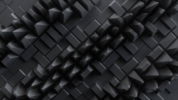 istock 3d render, abstract black background with geometrical texture, modern technology wallpaper 1393428105