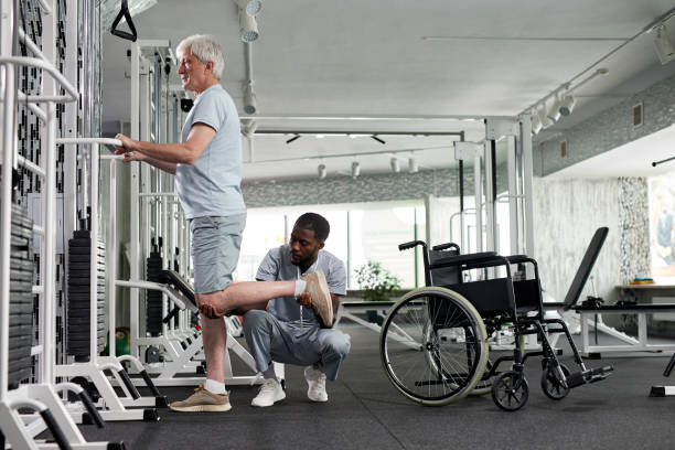 istock Senior Man in Rehabilitation Therapy Side View 1393428202