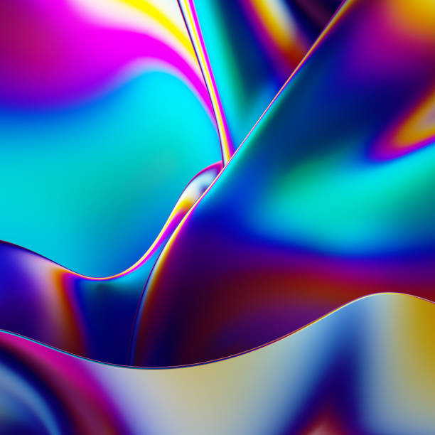 istock 3d render, abstract iridescent holographic foil background, modern textile macro with folds, rainbow wallpaper 1393428285