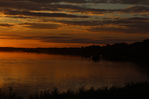 Beautiful sunset on he river