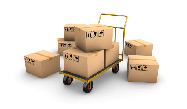 istock Warehouse trolley and packages 1393432835