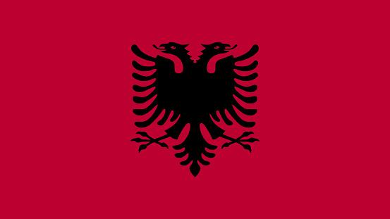Albanian Flag High Detail - Highly Detailed Flag Of Albania - National flag Albanian - Huge size flag jpeg image - stock photo