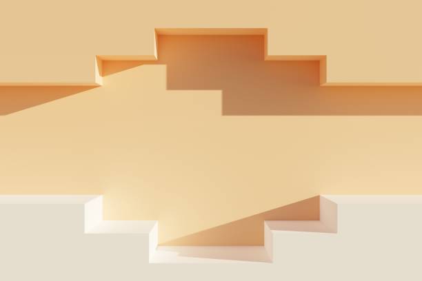istock Minimalistic abstract staircase podium beige background 3d illustration 1393465655