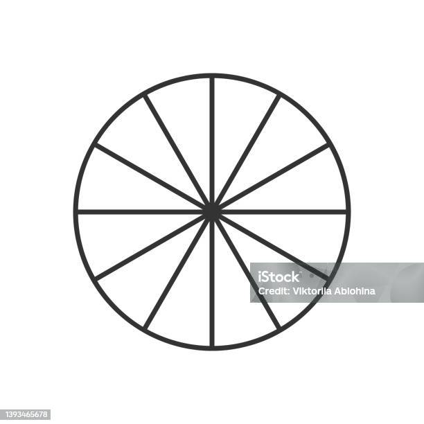 Circle Divided In 12 Segments Isolated On Background Pie Or Pizza Round Shape Cut In Twelve Equal Parts In Outline Style Simple Business Chart Example Stock Illustration - Image - iStock