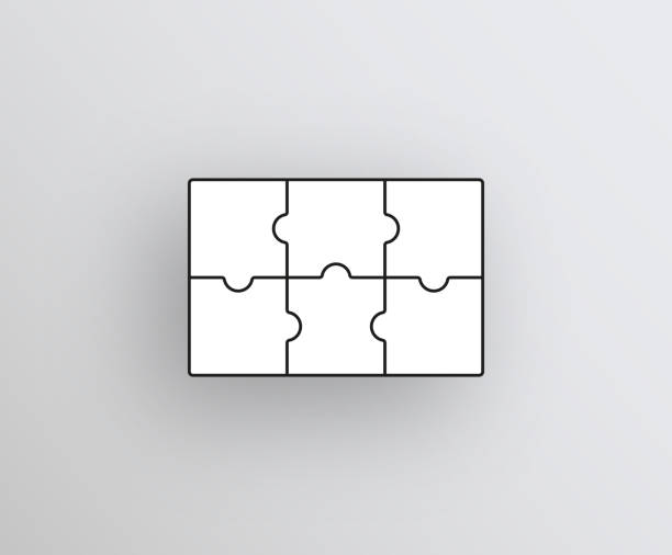 illustrations, cliparts, dessins animés et icônes de jeu de puzzle. grille de scie sauteuse de 6 pièces. illustration vectorielle. - puzzle jigsaw puzzle jigsaw piece part of