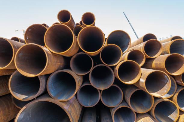 Heat exchangers tube bundle details of industrial heat exchanger shell and tube condenser made of steel with corrosion. Abstract industrial background of carbon steel heat exchanger tube bundles.