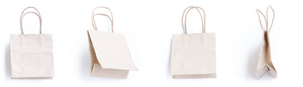 istock Recycled paper bags isolated on white background 1393475350