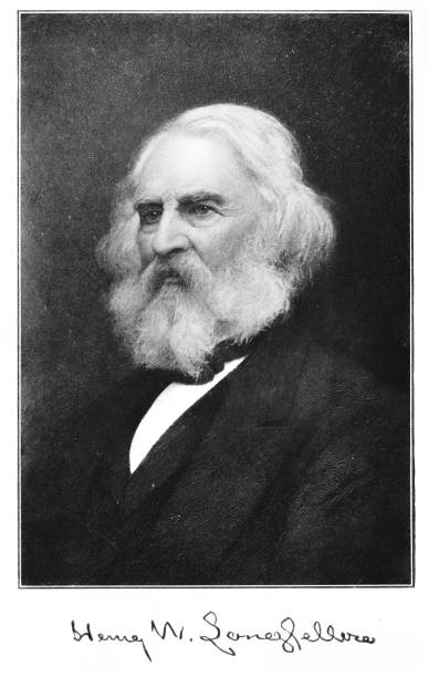 istock Henry Wadsworth Longfellow and Signature, American Poet, Portrait 1393480686