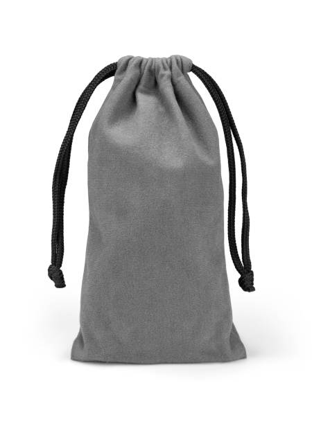 istock Grey color drawstring pouch mockup isolated on white background. 1393485024