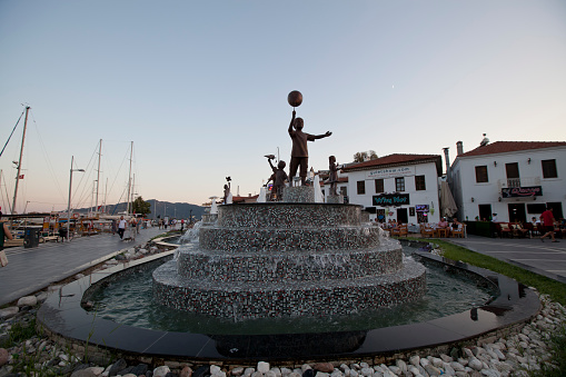 Marmaris, Turkey - 22 August 2012: Fountains of Marmaris city in Aegean Turkey.