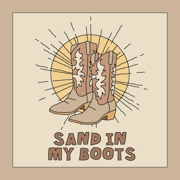 illustrations, cliparts, dessins animés et icônes de cowboy boots boho esthétique - cowgirl