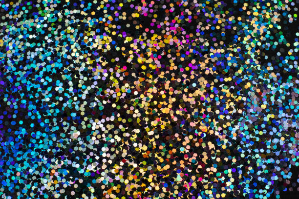 istock Colorful hexagon confetti on black 1393494896