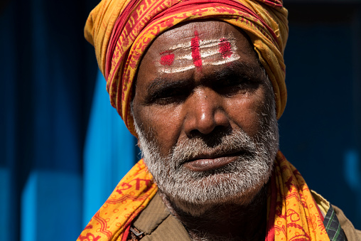 Kathmandu, Nepal- April 20,2022: Sadhu - Indian Holymen on street of Kathmandu the capital of Nepal.