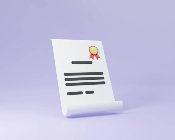 Minimal certificate or testimonial 3D render illustration