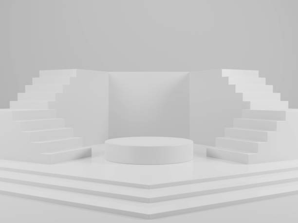 istock Podium with stairs on white background 3D render illustration 1393496094