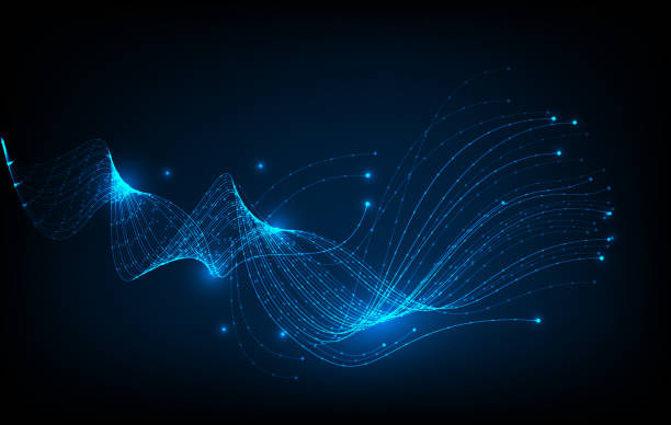 AI Artificial intelligence wave lines neural network. vector in concept of technology, fiber optics lights abstract background. AI Artificial intelligence wave lines neural network. vector in concept of technology, fiber optics lights abstract background. fiber stock illustrations