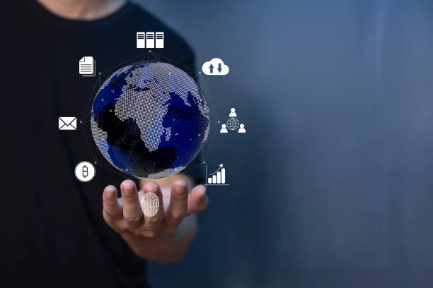 istock Businessman do online transactions with internet technology, concept of global data connection by internet technology, big data, searching for information, online marketing 1393498316