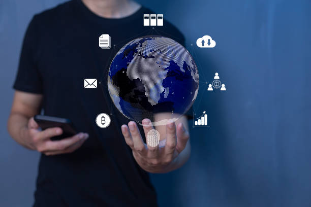 istock Businessman using smart phone to do online transactions with internet technology, concept of global data connection by internet technology, big data, searching for information, online marketing 1393498320