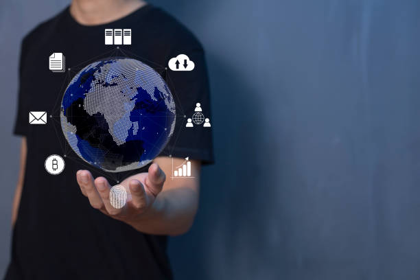 istock Businessman do online transactions with internet technology, concept of global data connection by internet technology, big data, searching for information, online marketing 1393498321