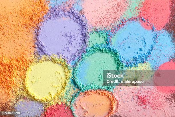Colorful Background Of Chalk Powder Stock Photo - Download Image Now - Pastel Colored, Pastel Drawing, Pastel Crayon
