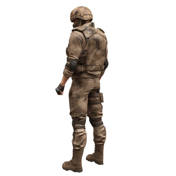 istock Soldier with a machine gun isolated white background 3d illustration 1393498673