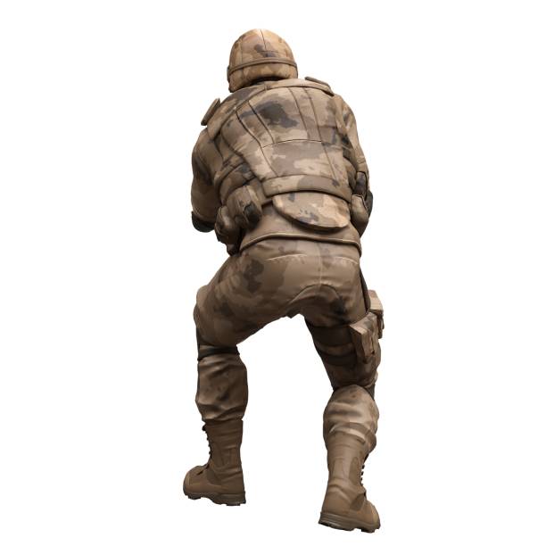 istock Soldier with a machine gun isolated white background 3d illustration 1393499230