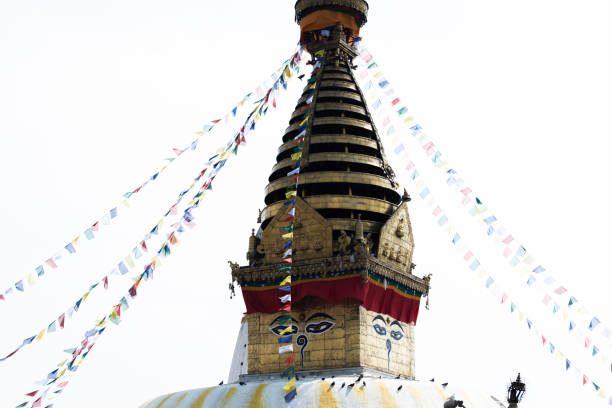 Kathmandu, Nepal- April 20,2022 : Buddhist Swayambhunath Temple (monkey temple) UNESCO World Heritage Site.