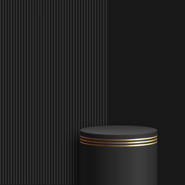 istock Abstract room with luxury black and golden pedestal podium. Vector 1393502442