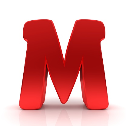 M letter red sign 3d capital letter rendering