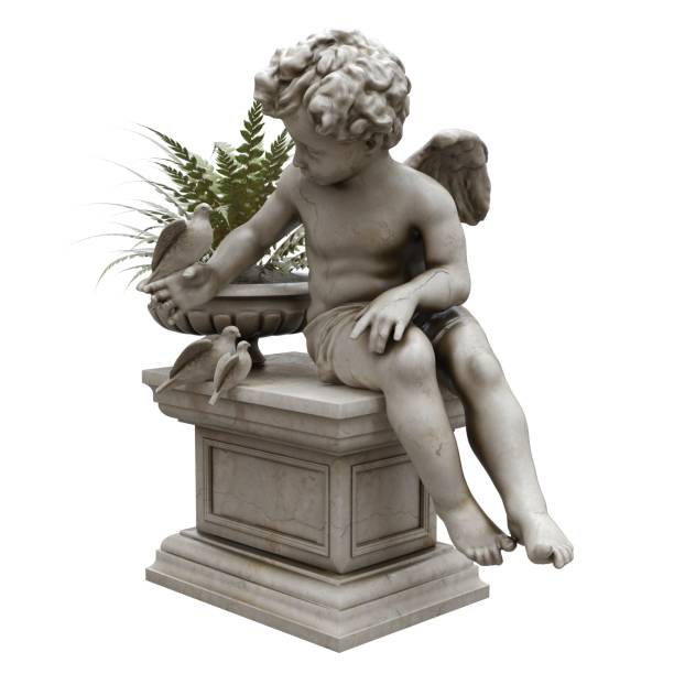 istock Park sculpture boy with a vase isolated on white background 3d illustration 1393505664