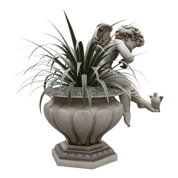 istock Park sculpture boy with a vase isolated on white background 3d illustration 1393505725