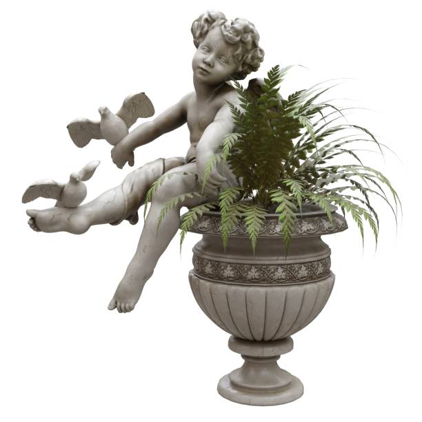 istock Park sculpture boy with a vase isolated on white background 3d illustration 1393505774