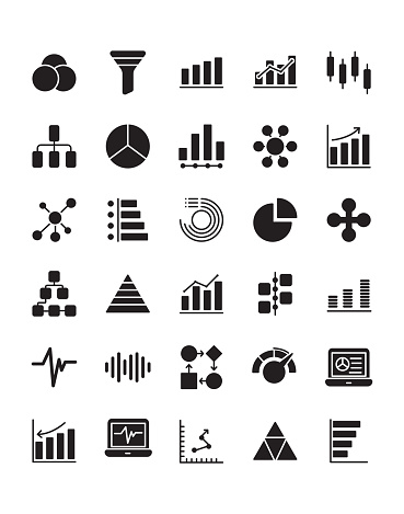 Chart and diagram Icon Set 30 isolated on white background