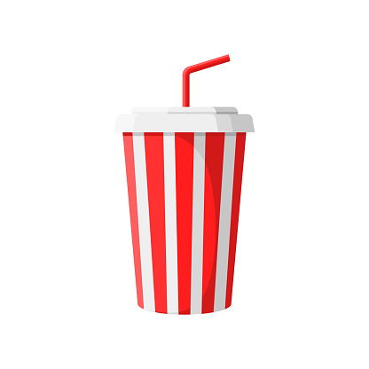 Soda drink in a cup flat vector. Isolated fast food illustration on white background.