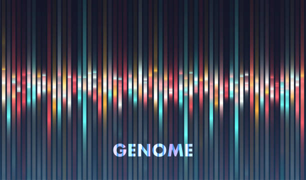 큰 게놈 데이터 시각화 - abstract dna cell multi colored stock illustrations
