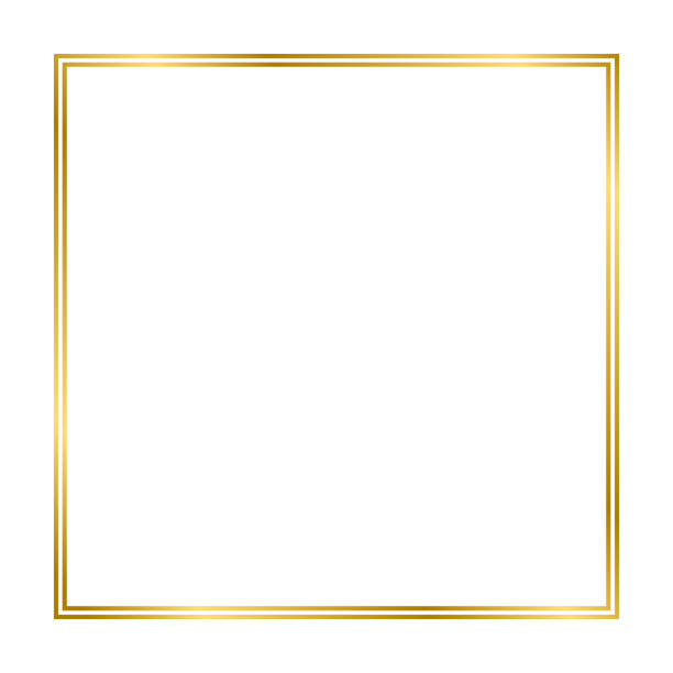 istock Gold shiny glowing vintage square frame with shadows isolated on white background. Gold realistic square border. Vector illustration 1393519261