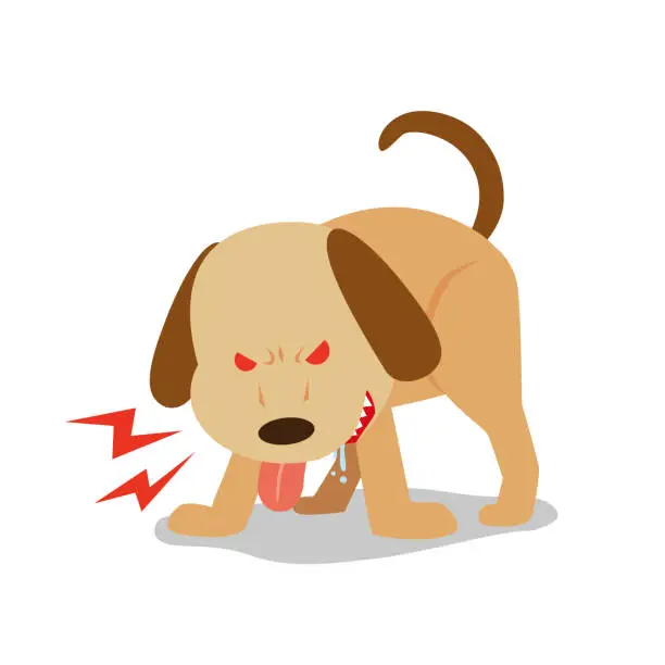 Vector illustration of Dogs with rabies symptoms