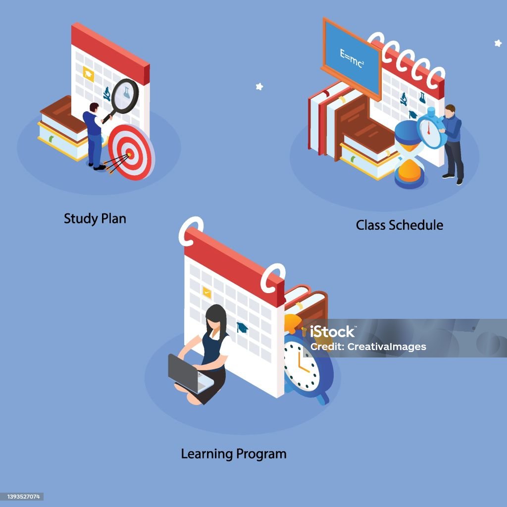 Learning Program Study Plan Class Schedule Isometric 3d Stock ...